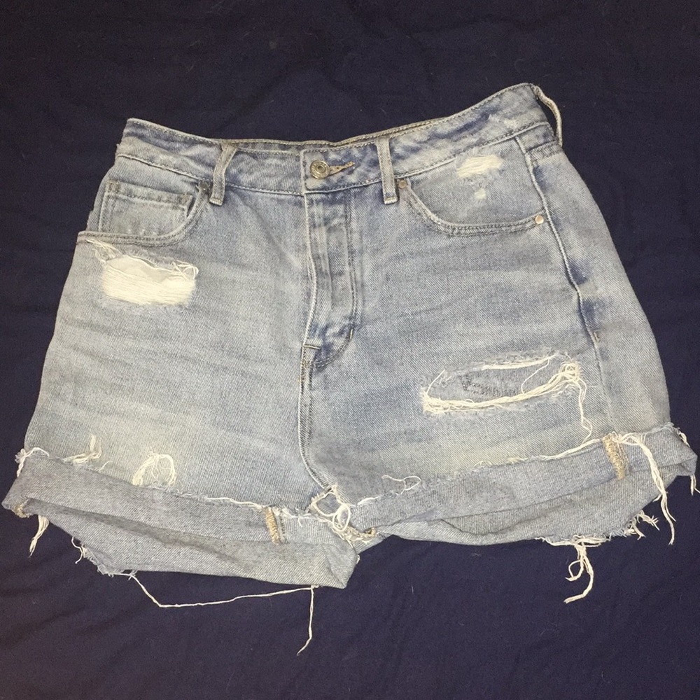 PACSUN high waisted distressed shorts.